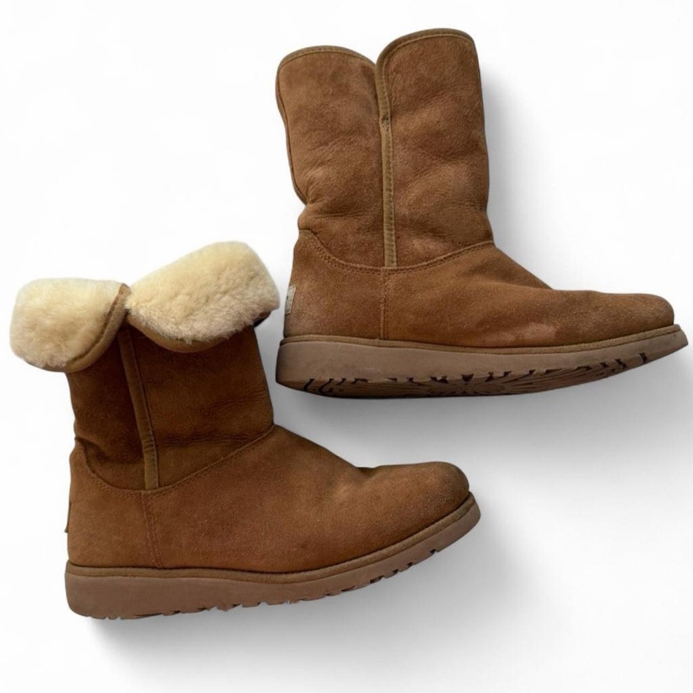 UGG KRISTIN CLASSIC SLIM CHESTNUT BROWN SUEDE WEDGE ANKLE BOOTS SIZE 4